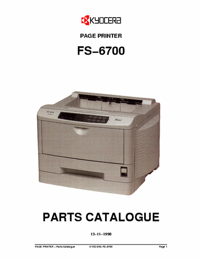 Kyocera FS-6700 Kyocera PAGE PRINTER FS-6700  Parts Catalogue
